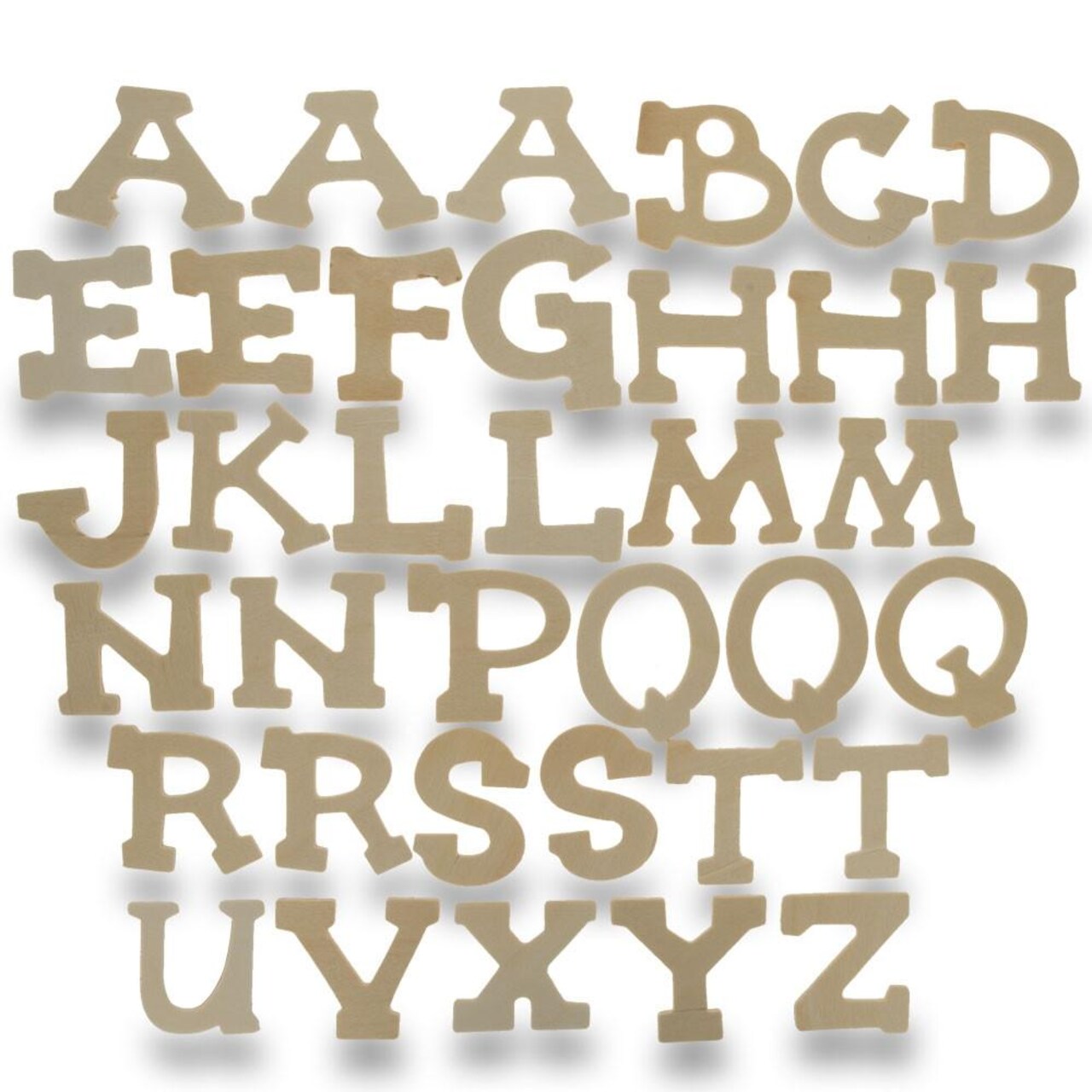 Set of 36 Miniature Unfinished Unpainted Wooden Blank Alphabet Letters 1.75 Inches